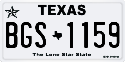 TX license plate BGS1159