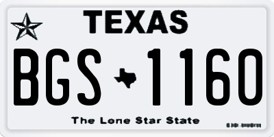 TX license plate BGS1160