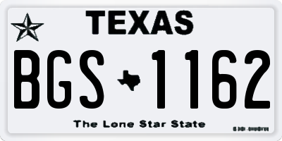 TX license plate BGS1162