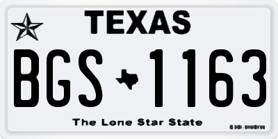 TX license plate BGS1163
