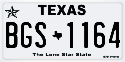 TX license plate BGS1164