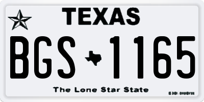 TX license plate BGS1165