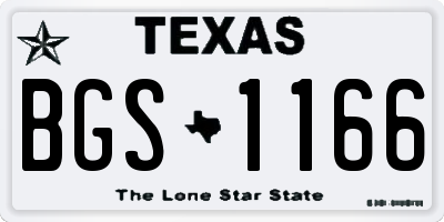 TX license plate BGS1166