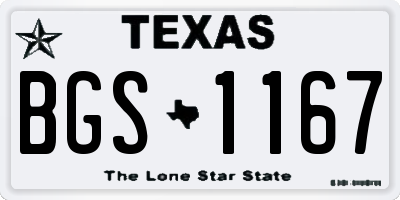 TX license plate BGS1167