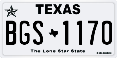 TX license plate BGS1170