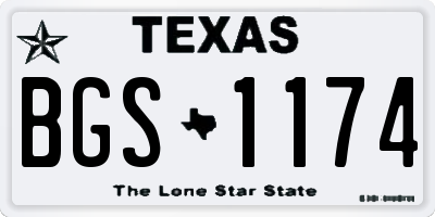 TX license plate BGS1174