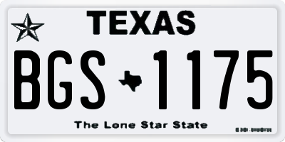 TX license plate BGS1175