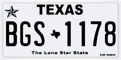 TX license plate BGS1178