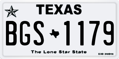 TX license plate BGS1179