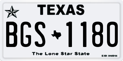 TX license plate BGS1180