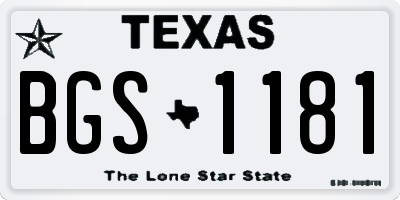 TX license plate BGS1181