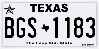 TX license plate BGS1183