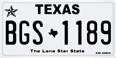 TX license plate BGS1189
