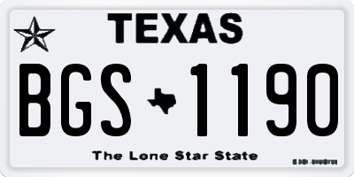 TX license plate BGS1190