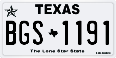 TX license plate BGS1191