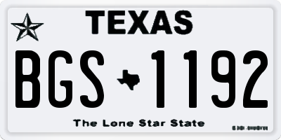 TX license plate BGS1192
