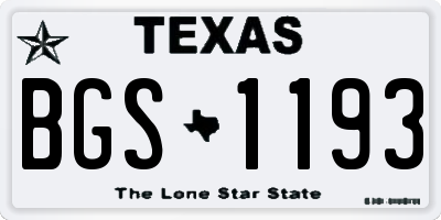 TX license plate BGS1193