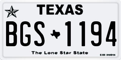 TX license plate BGS1194