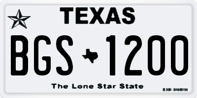 TX license plate BGS1200