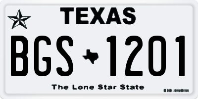 TX license plate BGS1201