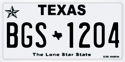 TX license plate BGS1204