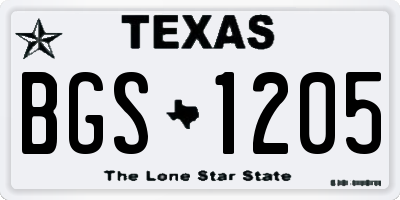 TX license plate BGS1205