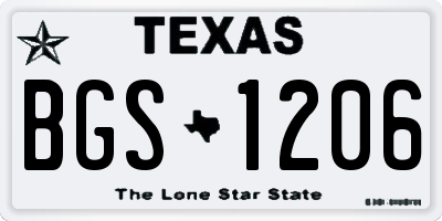 TX license plate BGS1206