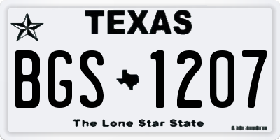 TX license plate BGS1207
