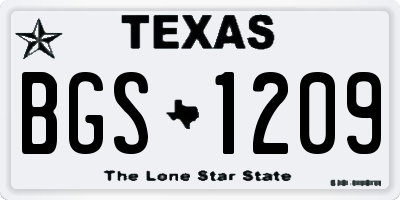 TX license plate BGS1209