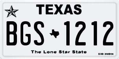 TX license plate BGS1212