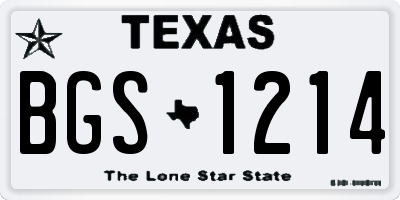 TX license plate BGS1214