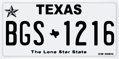 TX license plate BGS1216