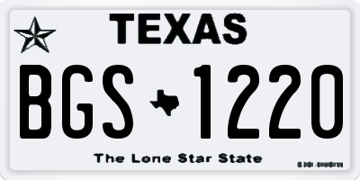 TX license plate BGS1220