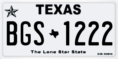 TX license plate BGS1222