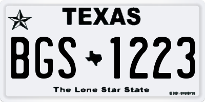 TX license plate BGS1223