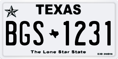 TX license plate BGS1231