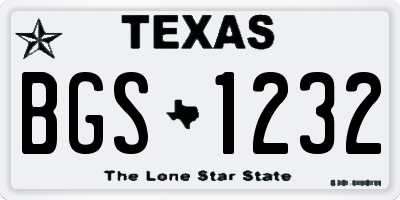 TX license plate BGS1232