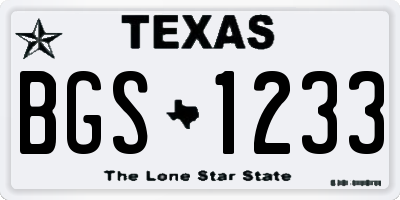 TX license plate BGS1233