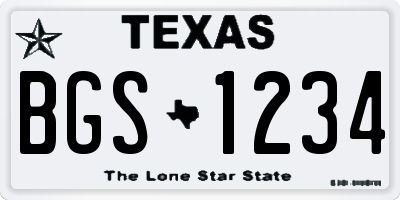 TX license plate BGS1234