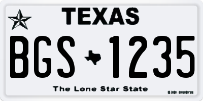 TX license plate BGS1235