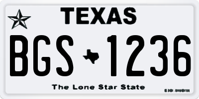 TX license plate BGS1236