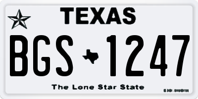 TX license plate BGS1247