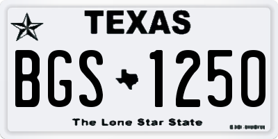 TX license plate BGS1250