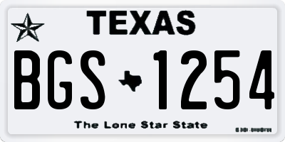 TX license plate BGS1254