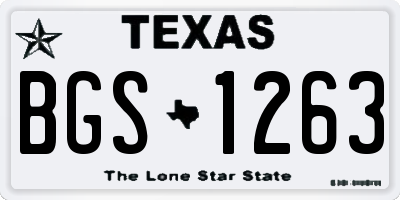 TX license plate BGS1263