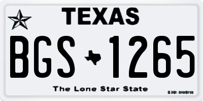TX license plate BGS1265