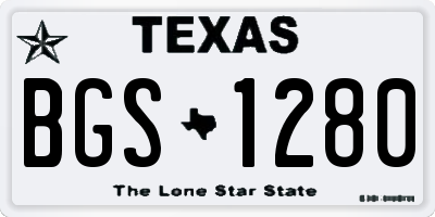 TX license plate BGS1280