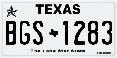 TX license plate BGS1283