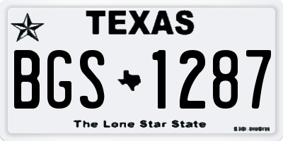 TX license plate BGS1287