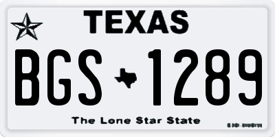 TX license plate BGS1289